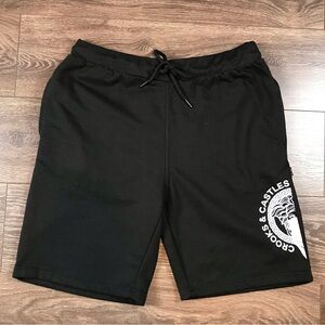 Crooks & Castles Essential Half Medusa Mens 9” Black Sweat Shorts Size Large NEW